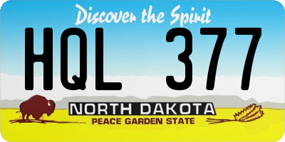 ND license plate HQL377