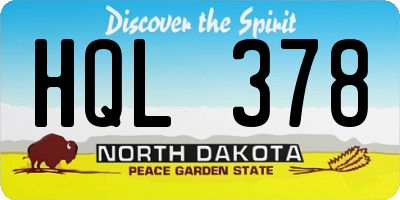 ND license plate HQL378