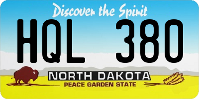 ND license plate HQL380