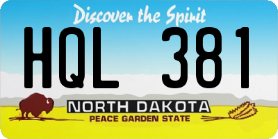 ND license plate HQL381