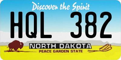 ND license plate HQL382