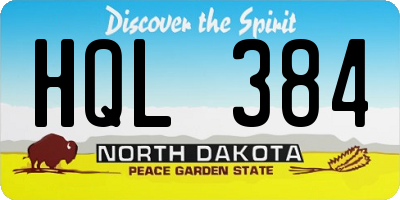 ND license plate HQL384