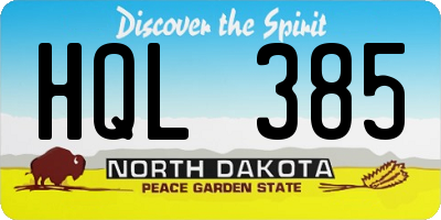ND license plate HQL385