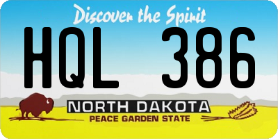 ND license plate HQL386