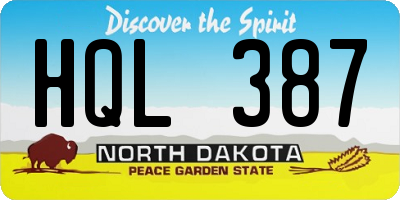 ND license plate HQL387
