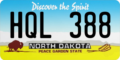 ND license plate HQL388