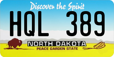 ND license plate HQL389