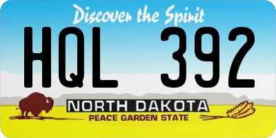 ND license plate HQL392