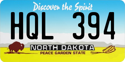 ND license plate HQL394
