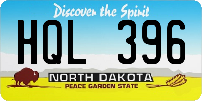 ND license plate HQL396