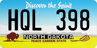 ND license plate HQL398