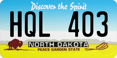 ND license plate HQL403
