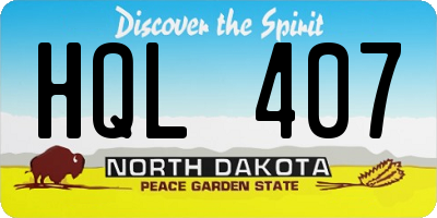 ND license plate HQL407