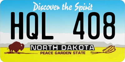 ND license plate HQL408
