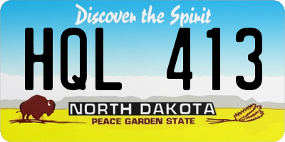 ND license plate HQL413