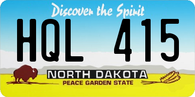 ND license plate HQL415