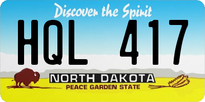 ND license plate HQL417