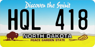 ND license plate HQL418