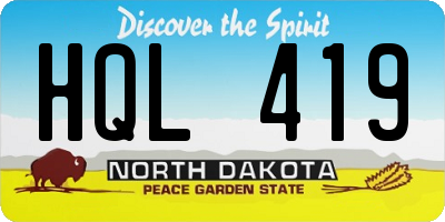 ND license plate HQL419