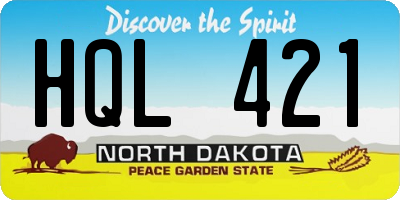 ND license plate HQL421