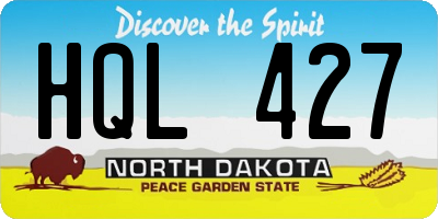 ND license plate HQL427