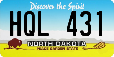 ND license plate HQL431