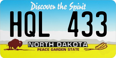 ND license plate HQL433