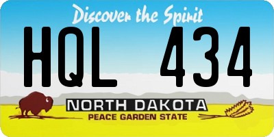 ND license plate HQL434