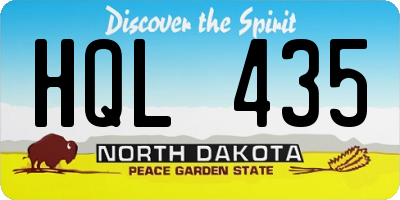 ND license plate HQL435