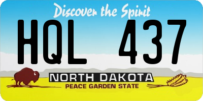 ND license plate HQL437