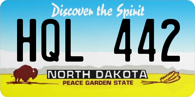 ND license plate HQL442
