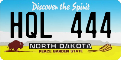 ND license plate HQL444
