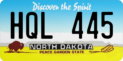 ND license plate HQL445