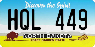ND license plate HQL449