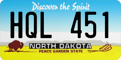 ND license plate HQL451