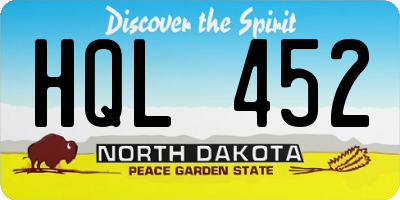ND license plate HQL452