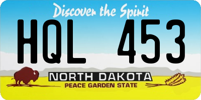 ND license plate HQL453