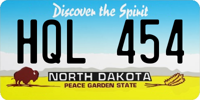 ND license plate HQL454