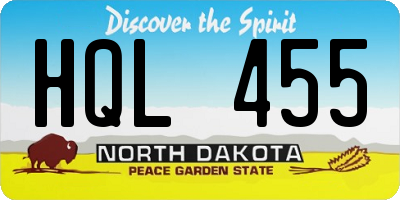 ND license plate HQL455