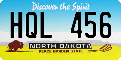 ND license plate HQL456