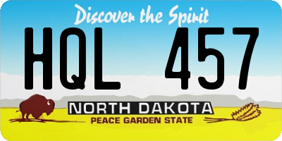 ND license plate HQL457