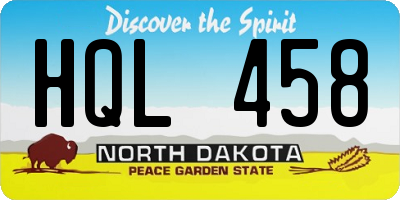 ND license plate HQL458