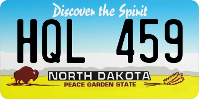 ND license plate HQL459