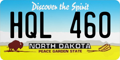 ND license plate HQL460