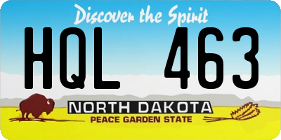 ND license plate HQL463