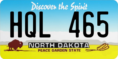 ND license plate HQL465
