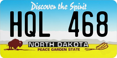 ND license plate HQL468