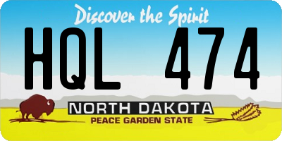 ND license plate HQL474