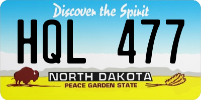 ND license plate HQL477