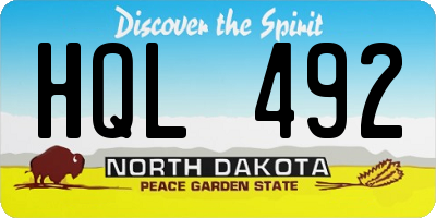 ND license plate HQL492